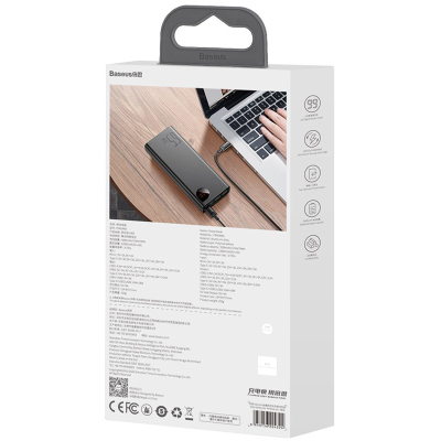 Батарея універсальна Baseus Adaman Metal 20000mAh, PD/65W, QC/3.0, +cable USB to Type-C (PPIMDA-D01 / P10021506112-01)