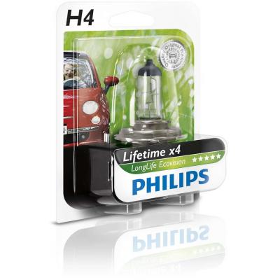 Автолампа Philips H4 LongLife EcoVision, 1шт (12342LLECOB1)