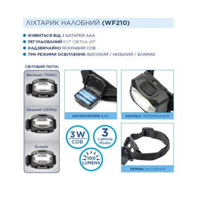 Ліхтар Westinghouse 3W LED WF210 + 3 х AAA LR03 (WF210-3LR03NDB)