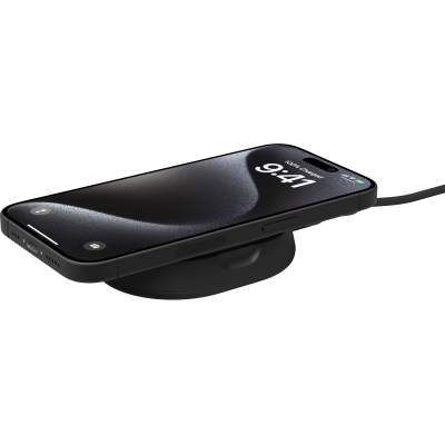 Зарядний пристрій Belkin 15W Magnetic Stand Qi2 20W adapter USB-C black (WIA008VFBK)