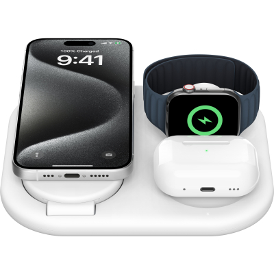 Зарядний пристрій Belkin 3in1 Magnetic Foldable iPhone/Watch/AirPods Qi2 15W white (WIZ029VFWH)