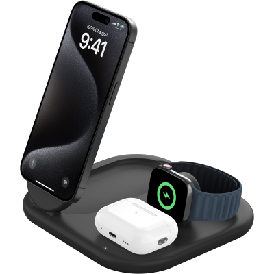 Зарядний пристрій Belkin 3in1 Magnetic Foldable iPhone/Watch/AirPods Qi2 15W black (WIZ029VFBK)