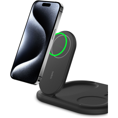 Зарядний пристрій Belkin 3in1 Magnetic Foldable iPhone/Watch/AirPods Qi2 15W black (WIZ029VFBK)
