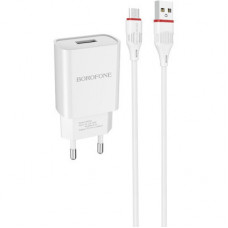 Зарядний пристрій BOROFONE BA20A Sharp charger set (Lightning) White (BA20AMW)
