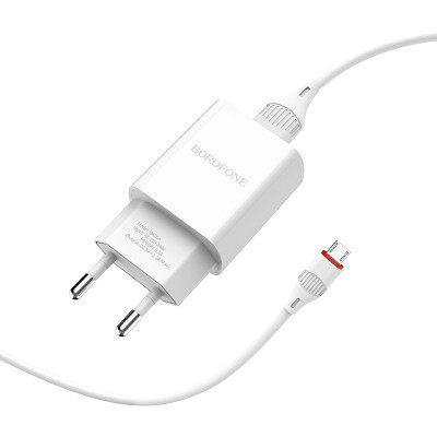 Зарядний пристрій BOROFONE BA20A Sharp charger set (Lightning) White (BA20AMW)