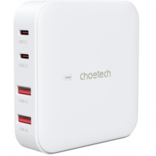 Зарядний пристрій Choetech GaN 2 USB-A / 2 USB-C 100W QC3.0/PD/PPS (PD8008-EU-WH)