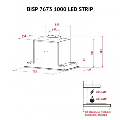 Витяжка кухонна Perfelli BISP 7673 WH 1000 LED Strip
