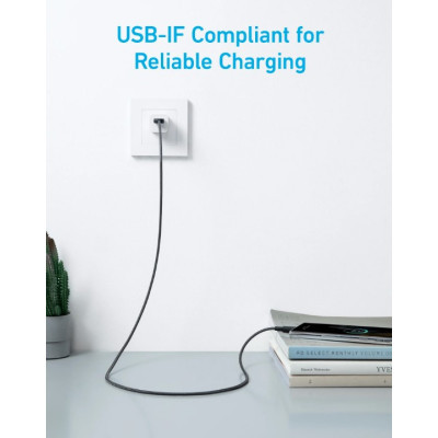 Дата кабель USB 2.0 AM to Type-C 0.9m 322 Black Anker (A81H5G11)