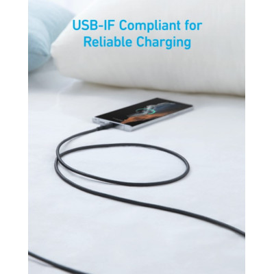 Дата кабель USB 2.0 AM to Type-C 0.9m 322 Black Anker (A81H5G11)