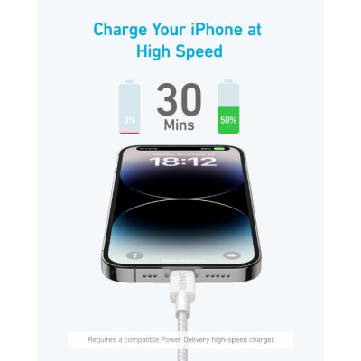 Дата кабель USB 2.0 AM to Lightning 1.8m 322 White Anker (A81B6H21)