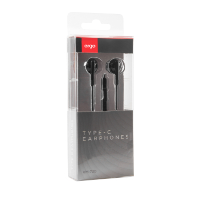 Навушники Ergo VM-730 Type-C Earphones Black (VM-730K)