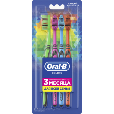 Зубна щітка Oral-B Color Collection Середньої жорсткості 4 шт. (3014260104788)
