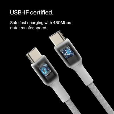 Дата кабель USB-C to USB-C 2.0m 60W White Belkin (CAB004BT2MWH)