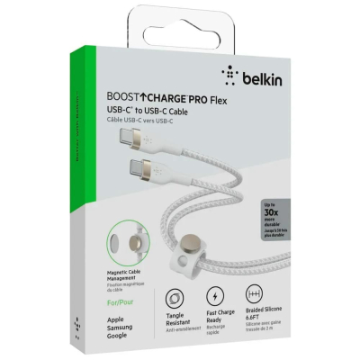 Дата кабель USB-C to USB-C 2.0m 60W White Belkin (CAB011BT2MWH)