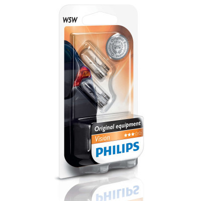 Автолампа Philips W5W, 2шт/бл. (12961B2)