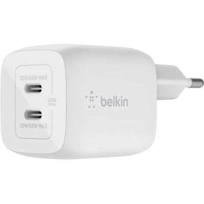Зарядний пристрій Belkin 45W 2хUSB-С GAN PD PPS white (WCH011VFWH)