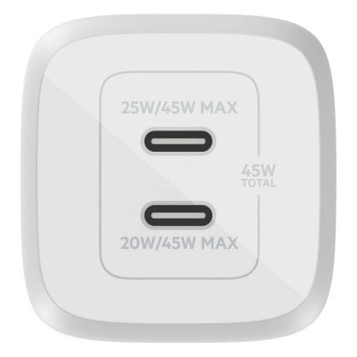 Зарядний пристрій Belkin 45W 2хUSB-С GAN PD PPS white (WCH011VFWH)