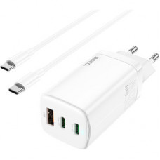 Зарядний пристрій HOCO N16 Scenery 65W three-port (2C1A) charger set(C to C) White (6931474747723)