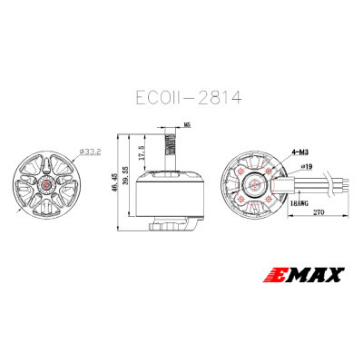 Двигун для дрона Emax ECO II 2814 830KV (0101096041)