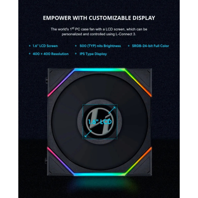 Кулер до корпусу Lian Li Reverse TL LCD 140-1, Black (G99.14RTLLCD1B.00)
