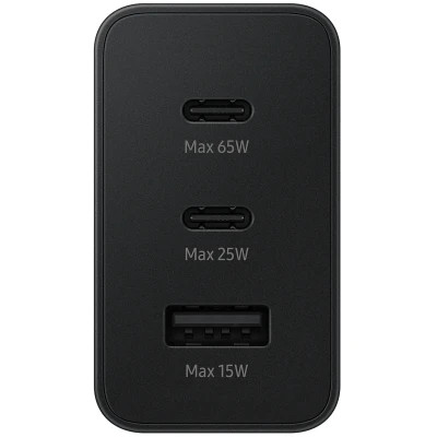 Зарядний пристрій Samsung 2xUSB-С 65W PD PPS/USB-A Black (EP-T6530NBEGEU)