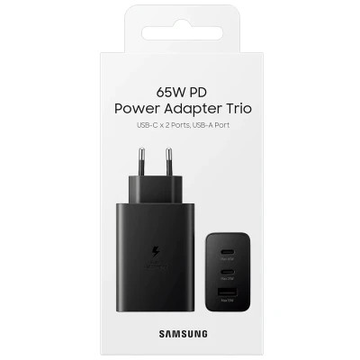 Зарядний пристрій Samsung 2xUSB-С 65W PD PPS/USB-A Black (EP-T6530NBEGEU)