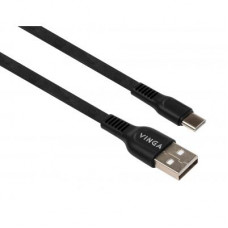 Дата кабель USB 2.0 AM to Type-C 1.0m flat art TPE back Vinga (VCPDCTCFTPE1BK)