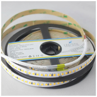 Світлодіодна стрічка LED-STIL 3000K 18 Вт/м 2835 192 діода IP33 24 Вольта 2600 lm тепле світло (DFP2835-192C3-IP33-24V)