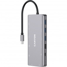 Порт-реплікатор Canyon DS-12, 13 in 1 USB-C hub, 2*HDMI, Gigabit Ethernet, VGA, 3*USB3.0, PD/100W, 3.5mm audio jack (CNS-TDS12)