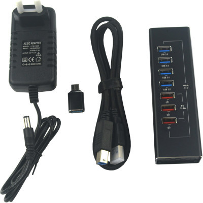 Концентратор ST-Lab 4*USB3.0 data ports + 3*2.4А charge with Power Adaptor metal (DM-UH-P407)