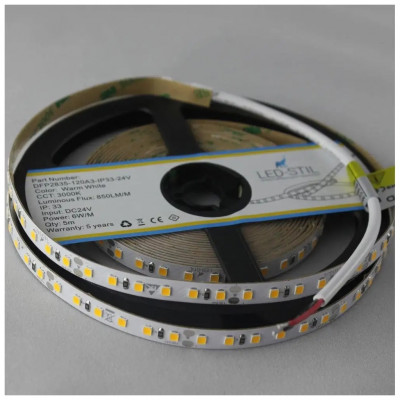 Світлодіодна стрічка LED-STIL 3000K 6 Вт/м 2835 128 діодів IP33 24 Вольта 850 lm тепле світло (DFP2835-128A3-IP33-24V)