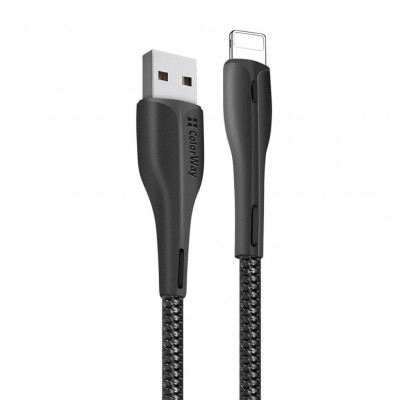 Дата кабель USB 2.0 AM to Lightning 1.0m led black ColorWay (CW-CBUL034-BK)