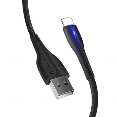Дата кабель USB 2.0 AM to Lightning 1.0m led black ColorWay (CW-CBUL034-BK)