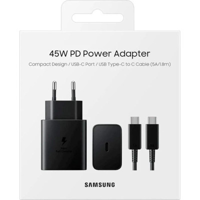 Зарядний пристрій Samsung 45W Compact Power Adapter (w C to C Cable) Black (EP-T4510XBEGEU)