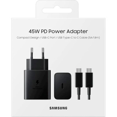 Зарядний пристрій Samsung 45W Compact Power Adapter (w C to C Cable) Black (EP-T4511XBEGEU)