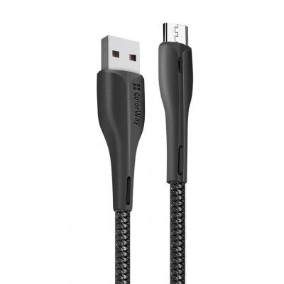 Дата кабель USB 2.0 AM to Micro 5P 1.0m led black ColorWay (CW-CBUM034-BK)