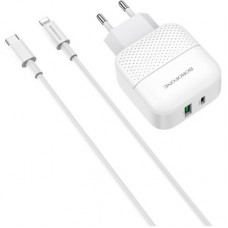 Зарядний пристрій BOROFONE BA46A Premium White + USB-C-Ligntning cable (BA46ACLW)