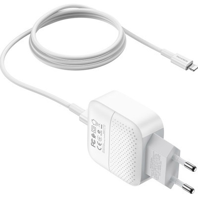 Зарядний пристрій BOROFONE BA46A Premium White + USB-C-Ligntning cable (BA46ACLW)