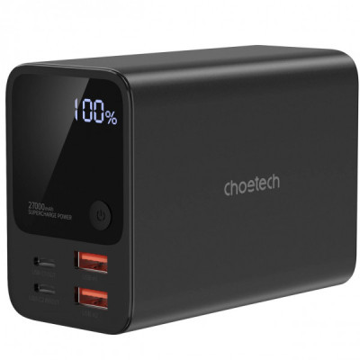 Батарея універсальна Choetech 27000mAh, PD/3.0/100W, USB-C*2/100+100W, USB-A*2/QC3.0/22.5W (B635-BK)