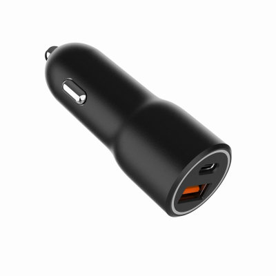 Зарядний пристрій Gembird 1xUSB-A (18W QC3.0) + 1xUSB-C (PD 20W) black (TA-UC-AC2PDQC38-CAR-01)