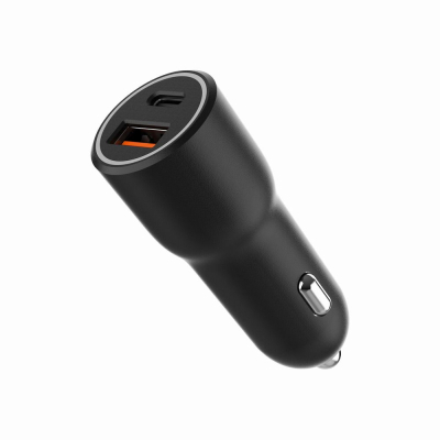 Зарядний пристрій Gembird 1xUSB-A (18W QC3.0) + 1xUSB-C (PD 20W) black (TA-UC-AC2PDQC38-CAR-01)