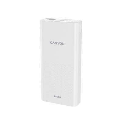 Батарея універсальна Canyon 20000mAh, Input 5V/2A, Output 5V/2.1A(Max), White (CNE-CPB2001W)