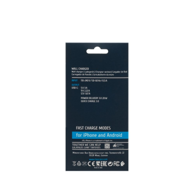 Зарядний пристрій RivaCase 1xUSB Type-C PD 20 Вт white (PS4101 W00 (White))