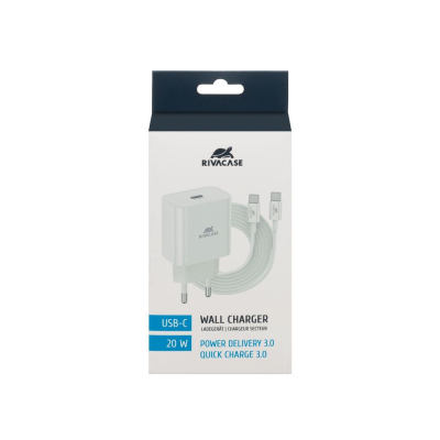 Зарядний пристрій RivaCase 1xUSB Type-C PD 20 Вт кабель Type-C white (PS4101 WD4 (White))