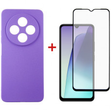 Чохол до мобільного телефона Dengos Xiaomi Redmi 14C Carbon + glass (Purple) (DG-KM-121)