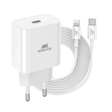 Зарядний пристрій RivaCase 1xUSB Type-C PD 20 Вт кабель Type-C-Lighting white (PS4101 WD5 (White))