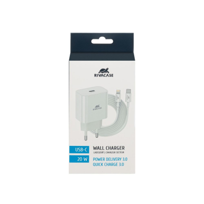 Зарядний пристрій RivaCase 1xUSB Type-C PD 20 Вт кабель Type-C-Lighting white (PS4101 WD5 (White))