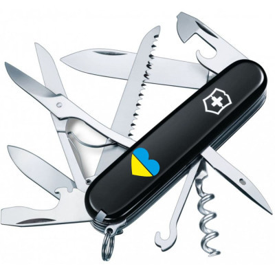 Ніж Victorinox Huntsman Ukraine 91 мм Чорний Серце синьо-жовте (1.3713.3_T1090u)