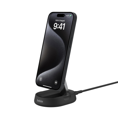 Зарядний пристрій Belkin 15W Magnetic Stand Qi2 black (WIA008BTBK)