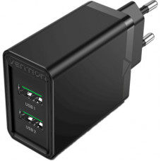 Зарядний пристрій Vention 2xUSB 36W (2xUSB-A) QC3.0 black (FBAB0-EU)